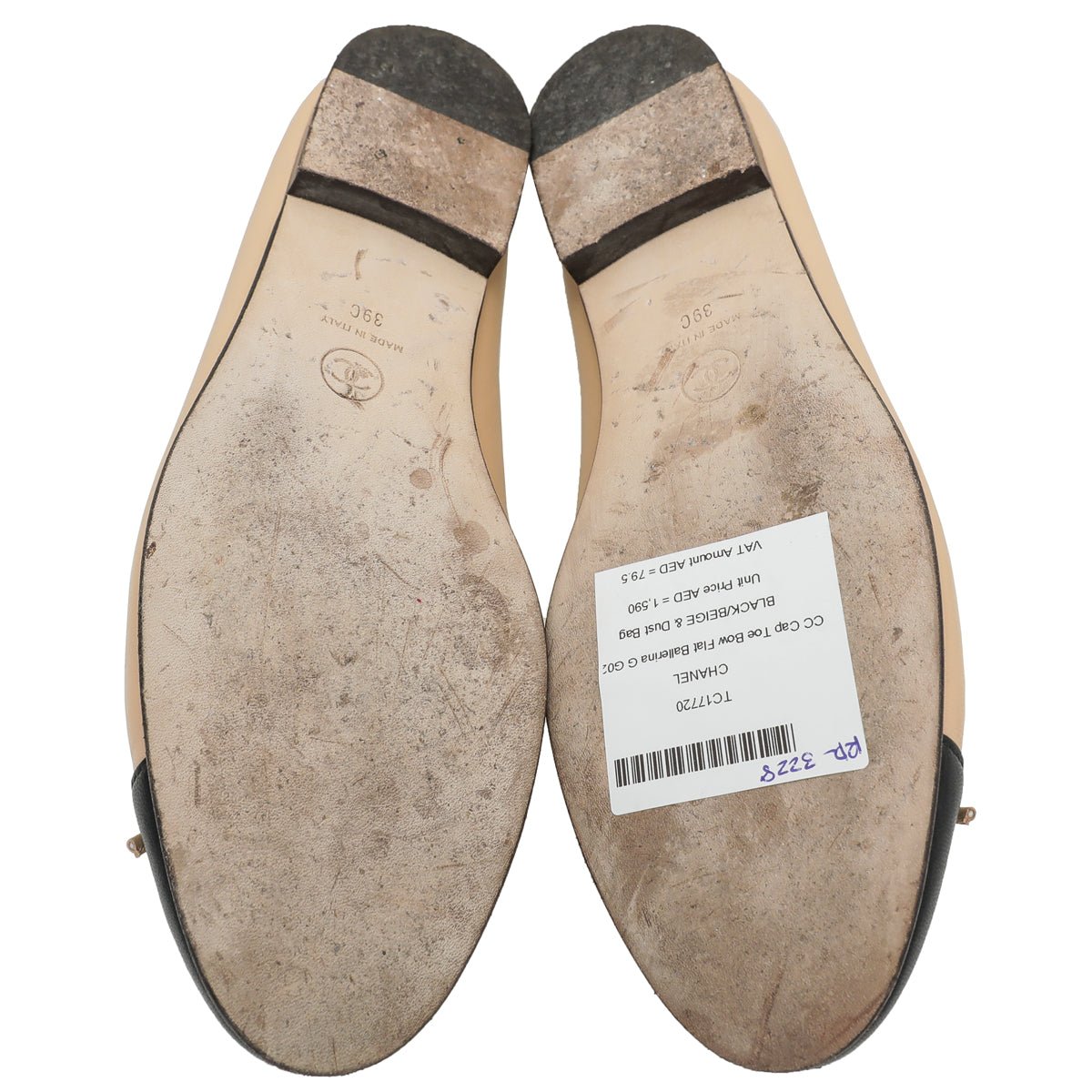 Chanel Bicolor CC Cap Toe Bow Flat Ballerina 39-Chanel-THE CLOSET