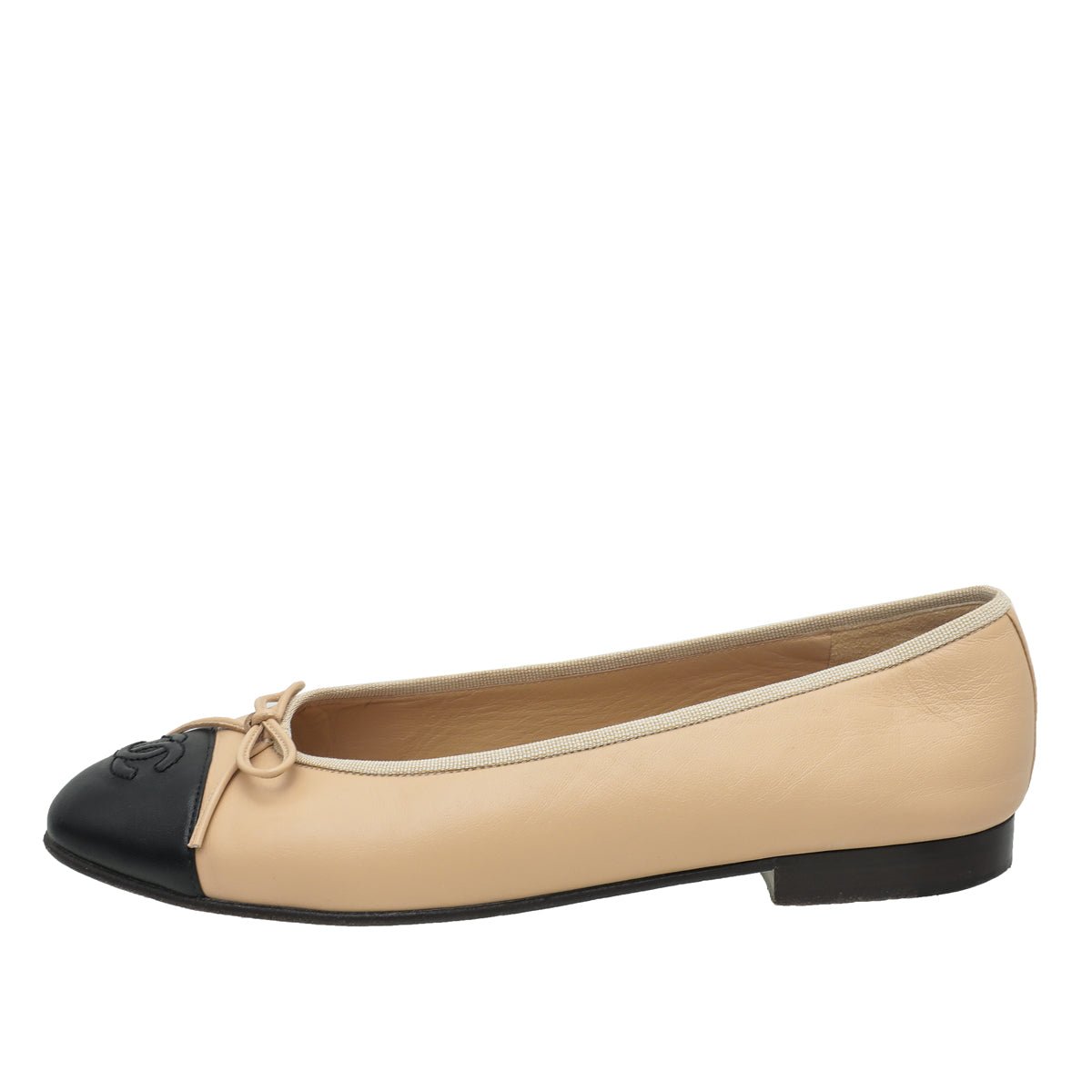 Chanel Bicolor CC Cap Toe Bow Flat Ballerina 39-Chanel-THE CLOSET