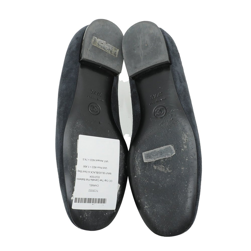 Chanel Bicolor CC Cap Toe Camellia Flat Ballerina 37.5-Chanel-THE CLOSET