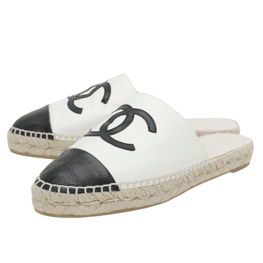 Chanel Bicolor CC Cap Toe Espadrille Mules 38-Chanel-THE CLOSET