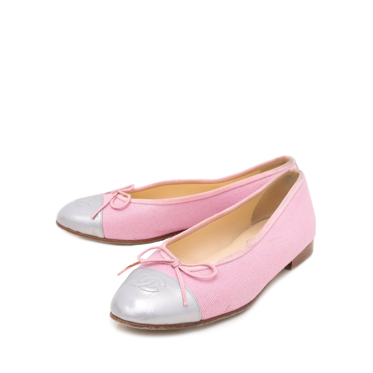 Chanel Bicolor CC Cap Toe Fabric Bow Flat Ballerina 36-Chanel-THE CLOSET