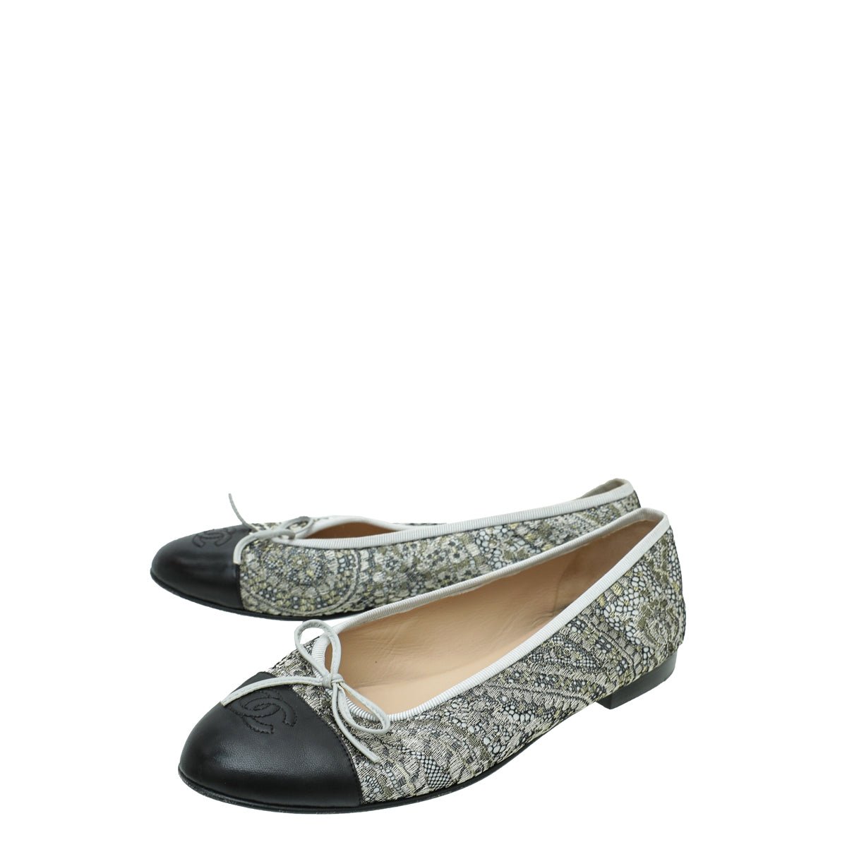 Chanel Bicolor CC Cap Toe Lace Flat Ballet 38-Chanel-THE CLOSET