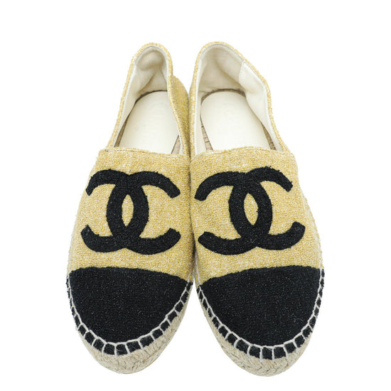 Chanel Espadrilles 39 Velvet Fabric CC Logo Cap-Toe Flats CC-0402N-0091
