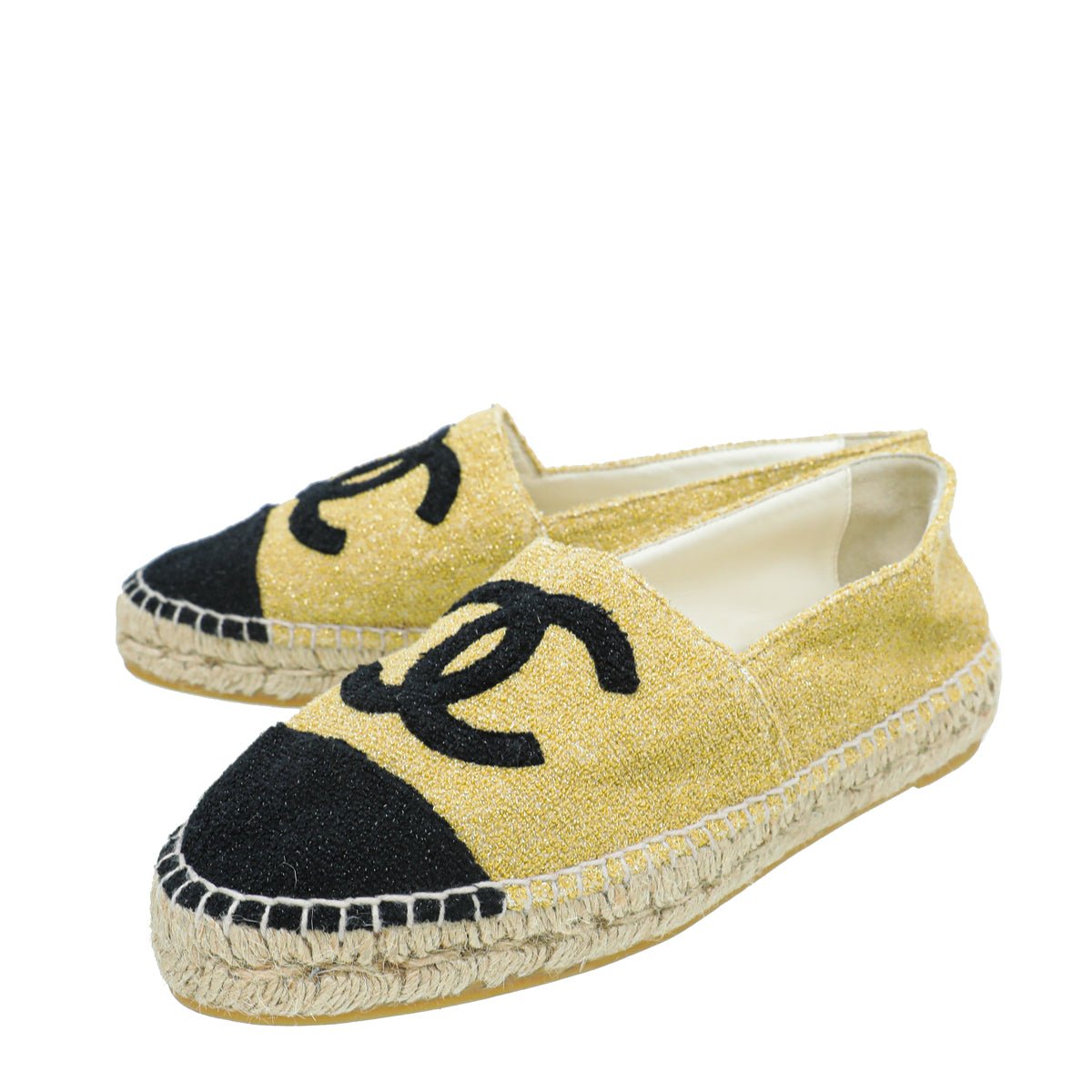 Chanel Bicolor CC Cap Toe Metallic Fabric Espadrille 39-Chanel-THE CLOSET