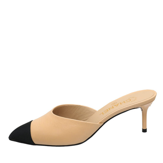 CHANEL Beige Cap-Toe Mules 37 - More Than You Can Imagine