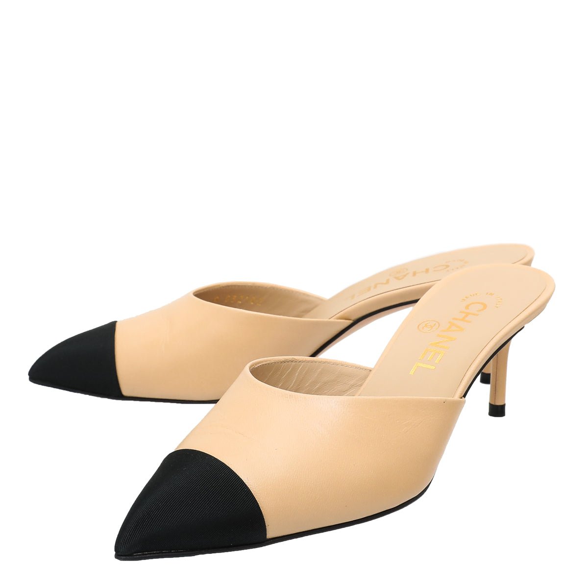 Chanel Bicolor CC Cap Toe Mules 37
