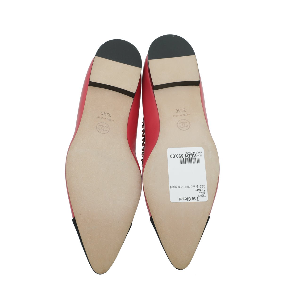 Chanel Bicolor CC Cap Toe Pointed Chain Flat Ballet 39.5-Chanel-THE CLOSET
