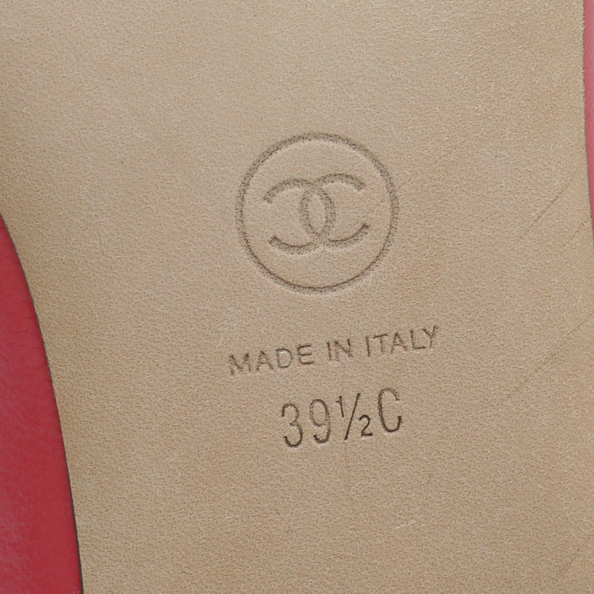 Chanel Bicolor CC Cap Toe Pointed Chain Flat Ballet 39.5-Chanel-THE CLOSET