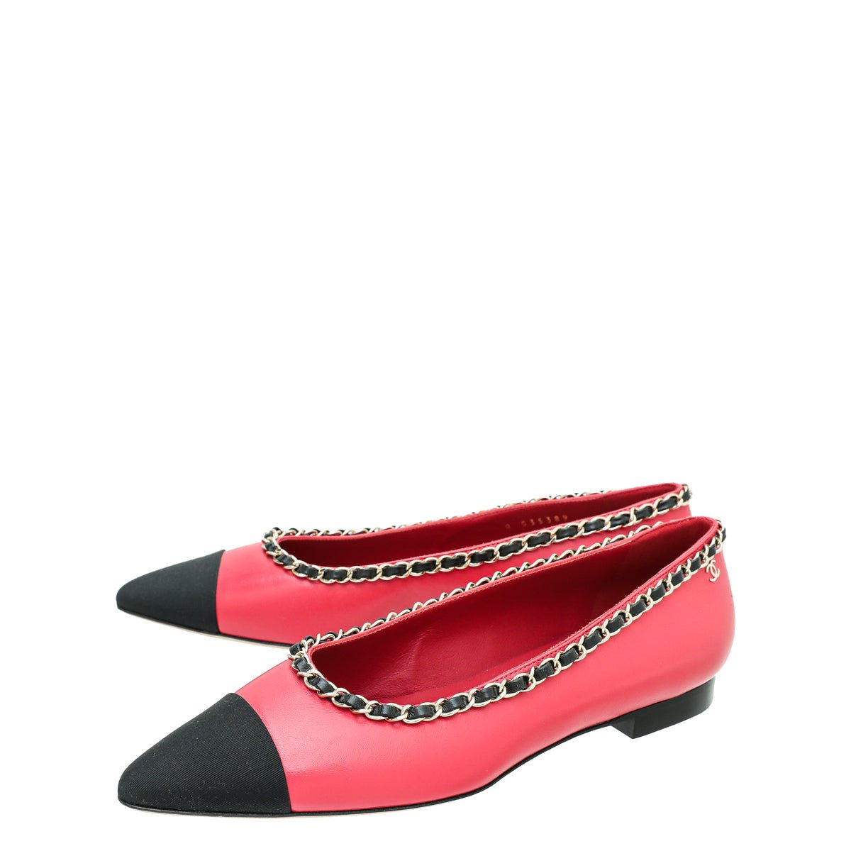 Chanel Bicolor CC Cap Toe Pointed Chain Flat Ballet 39.5-Chanel-THE CLOSET