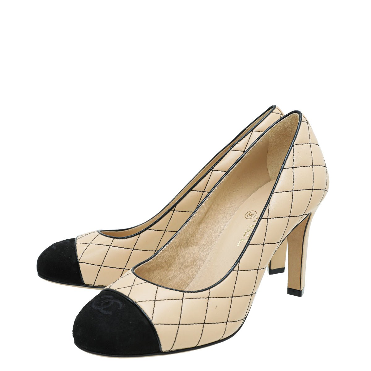 Chanel Bicolor CC Cap Toe Quilted Pump 39-Chanel-THE CLOSET