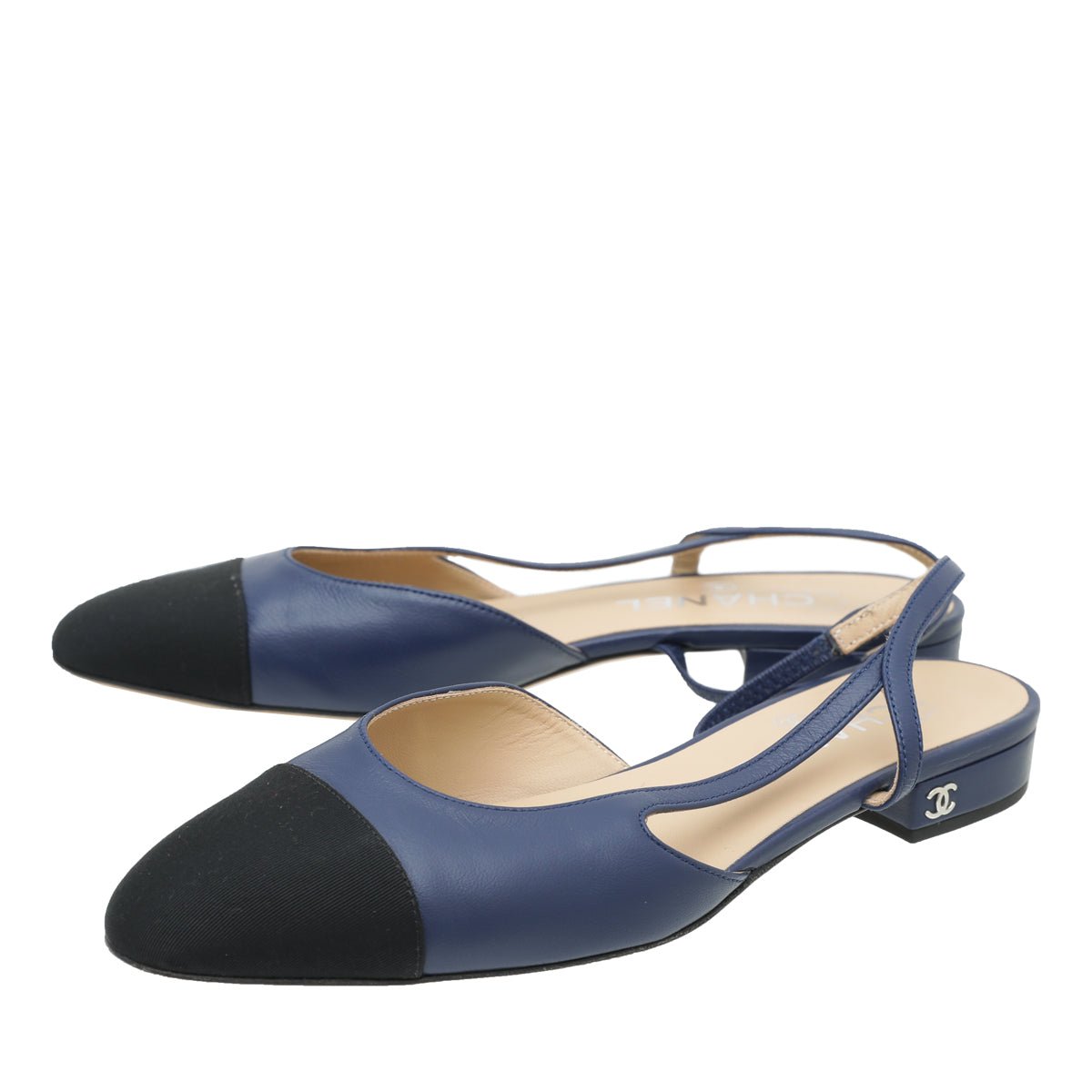 Chanel Bicolor CC Cap Toe Slingback 37.5-Chanel-THE CLOSET