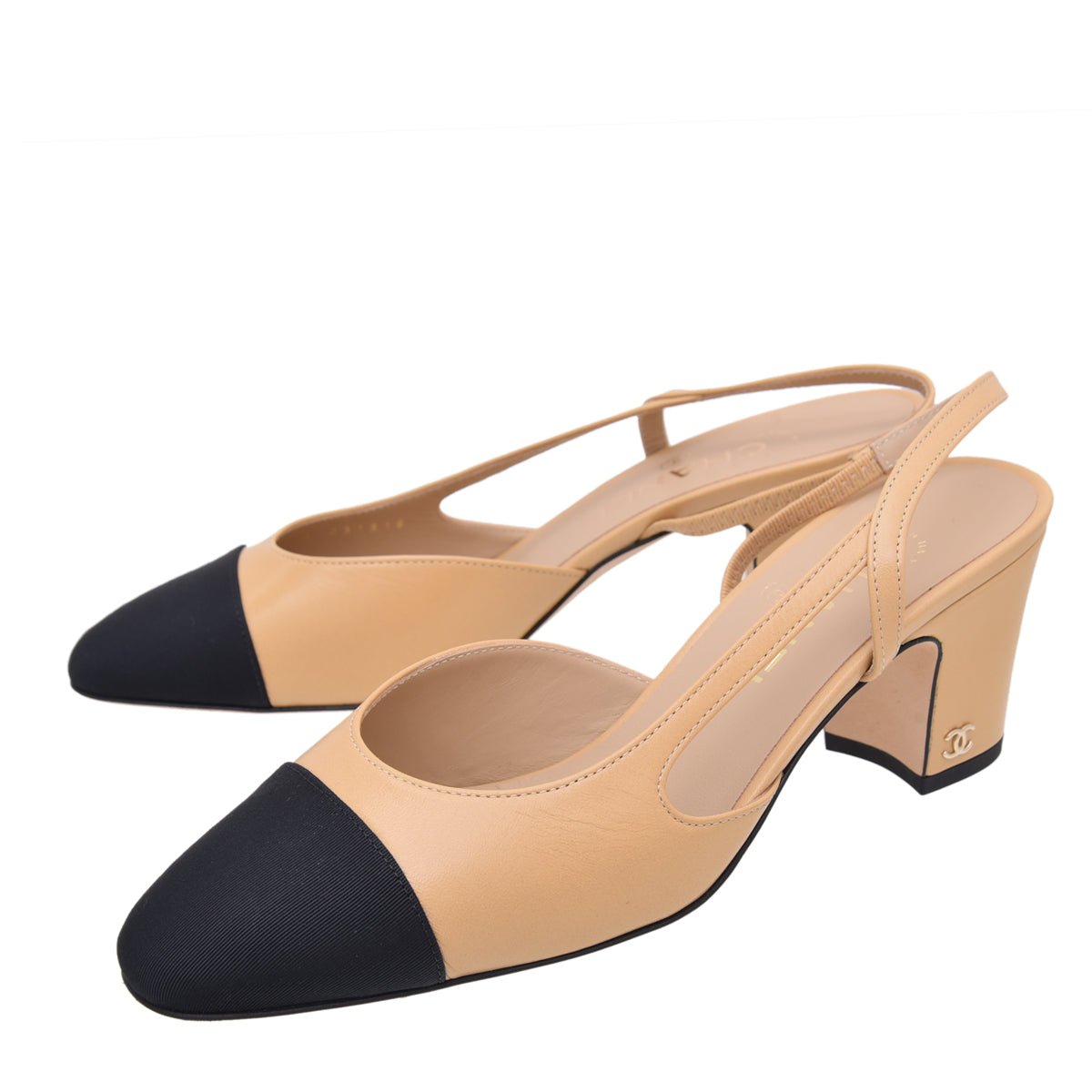 Chanel Bicolor CC Cap Toe Slingback 37.5-Chanel-THE CLOSET