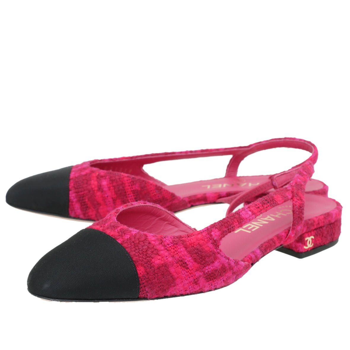 Chanel Bicolor CC Cap Toe Tweed Slingback 36.5-Chanel-THE CLOSET