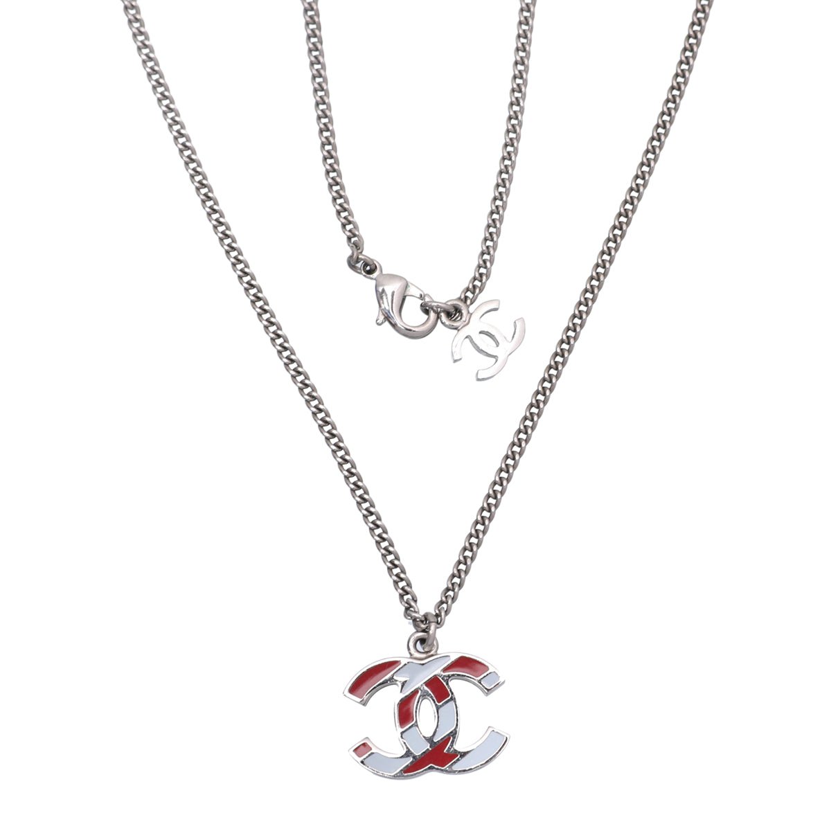Chanel Bicolor CC Diagonal Enamel Necklace-Chanel-THE CLOSET