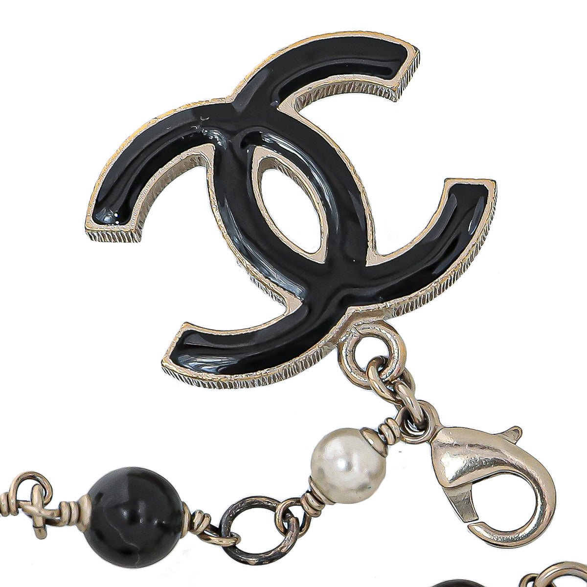 Chanel Bicolor CC Enamel Faux Pearl Bracelet-Chanel-THE CLOSET