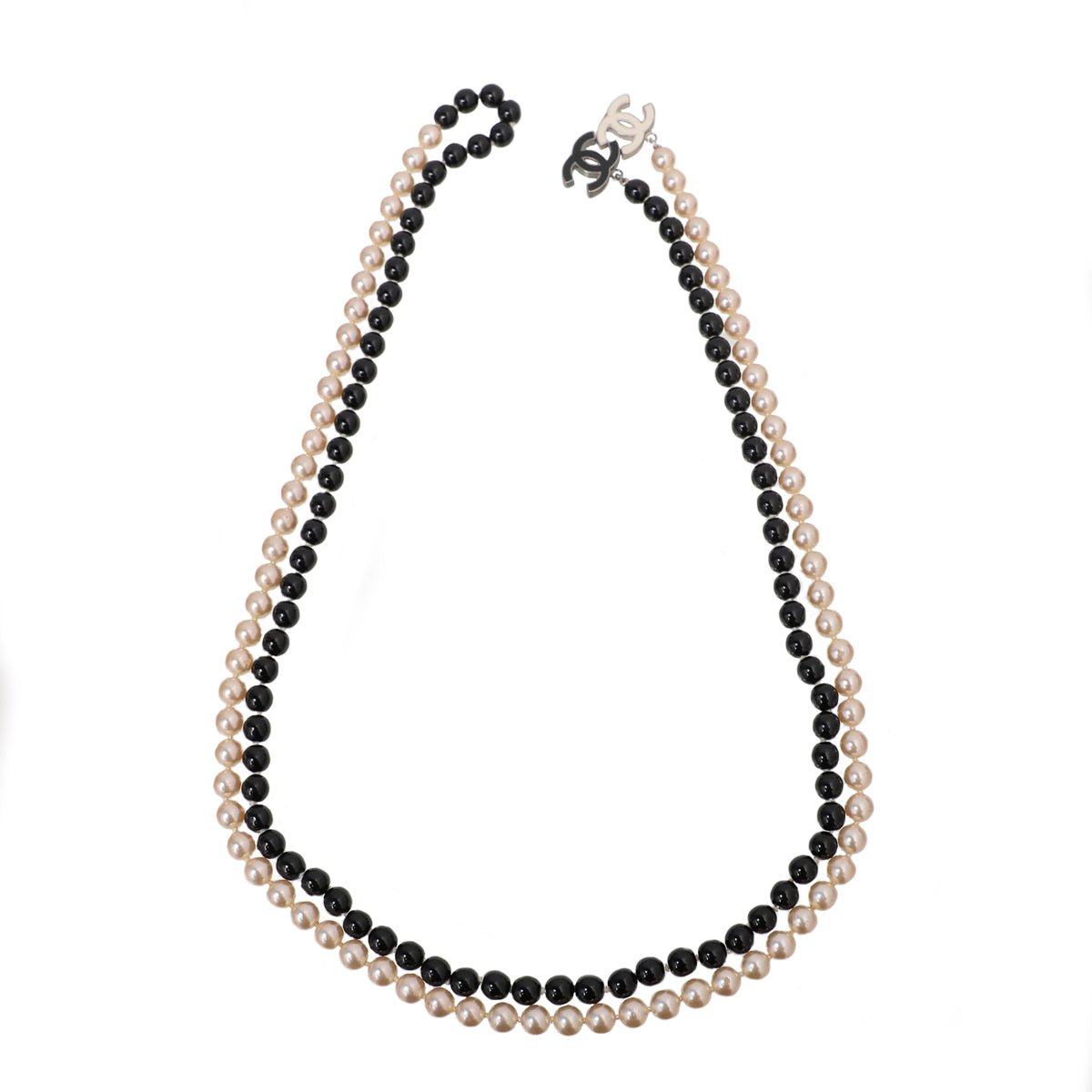 Chanel Bicolor CC Enamel Lariat Pearl Long Necklace-Chanel-THE CLOSET