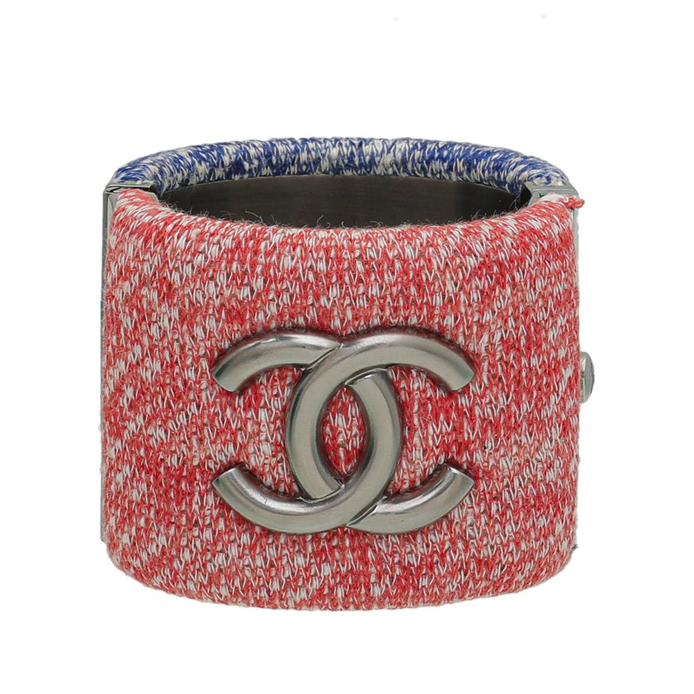 Chanel Bicolor CC Fabric Wide Cuff Bracelet-Chanel-THE CLOSET