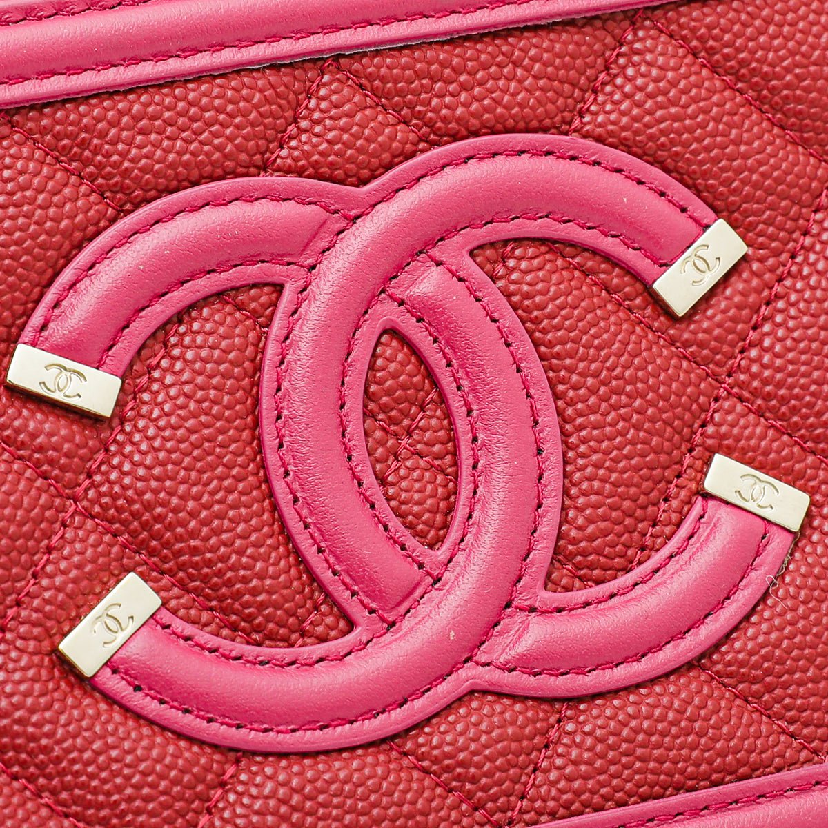 Chanel Bicolor CC Filigree Caviar Double Zip Clutch Chain-Chanel-THE CLOSET