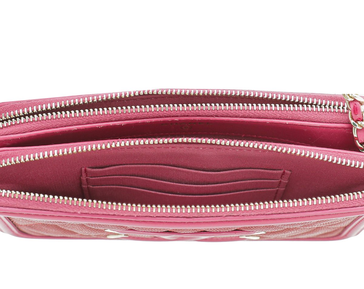 Chanel Bicolor CC Filigree Caviar Double Zip Clutch Chain-Chanel-THE CLOSET