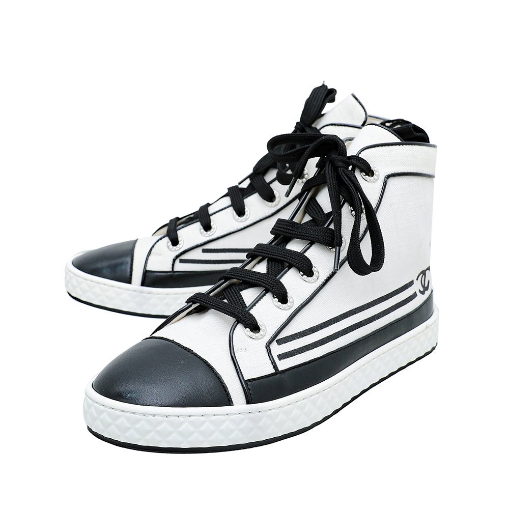 Chanel Bicolor CC High Sneaker 37.5-Chanel-THE CLOSET
