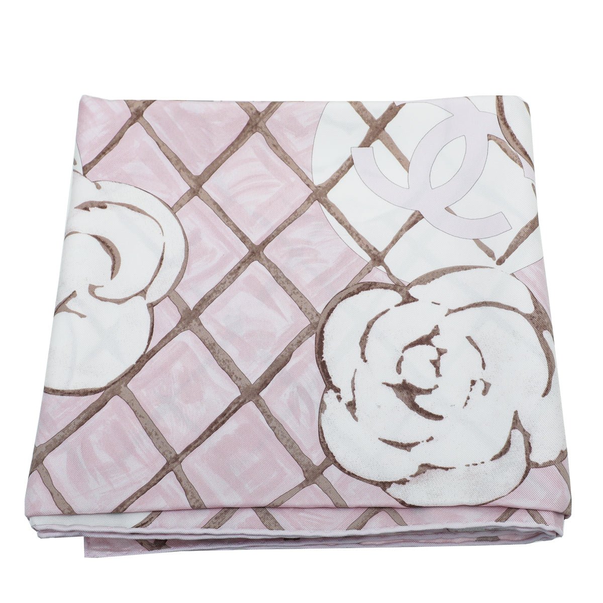 Chanel Bicolor CC Logo Camellia Quilted Silk Scarf-Chanel-THE CLOSET