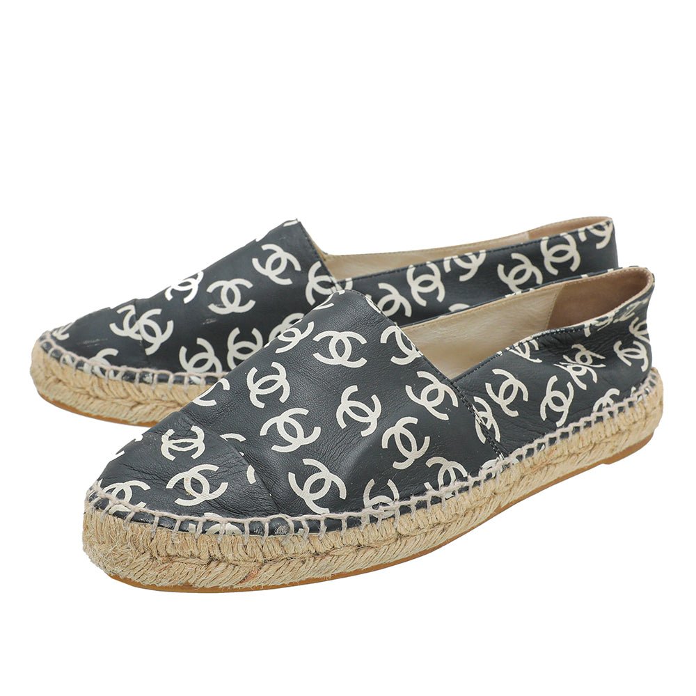 Chanel Bicolor CC Logo Print Espadrille 38-Chanel-THE CLOSET