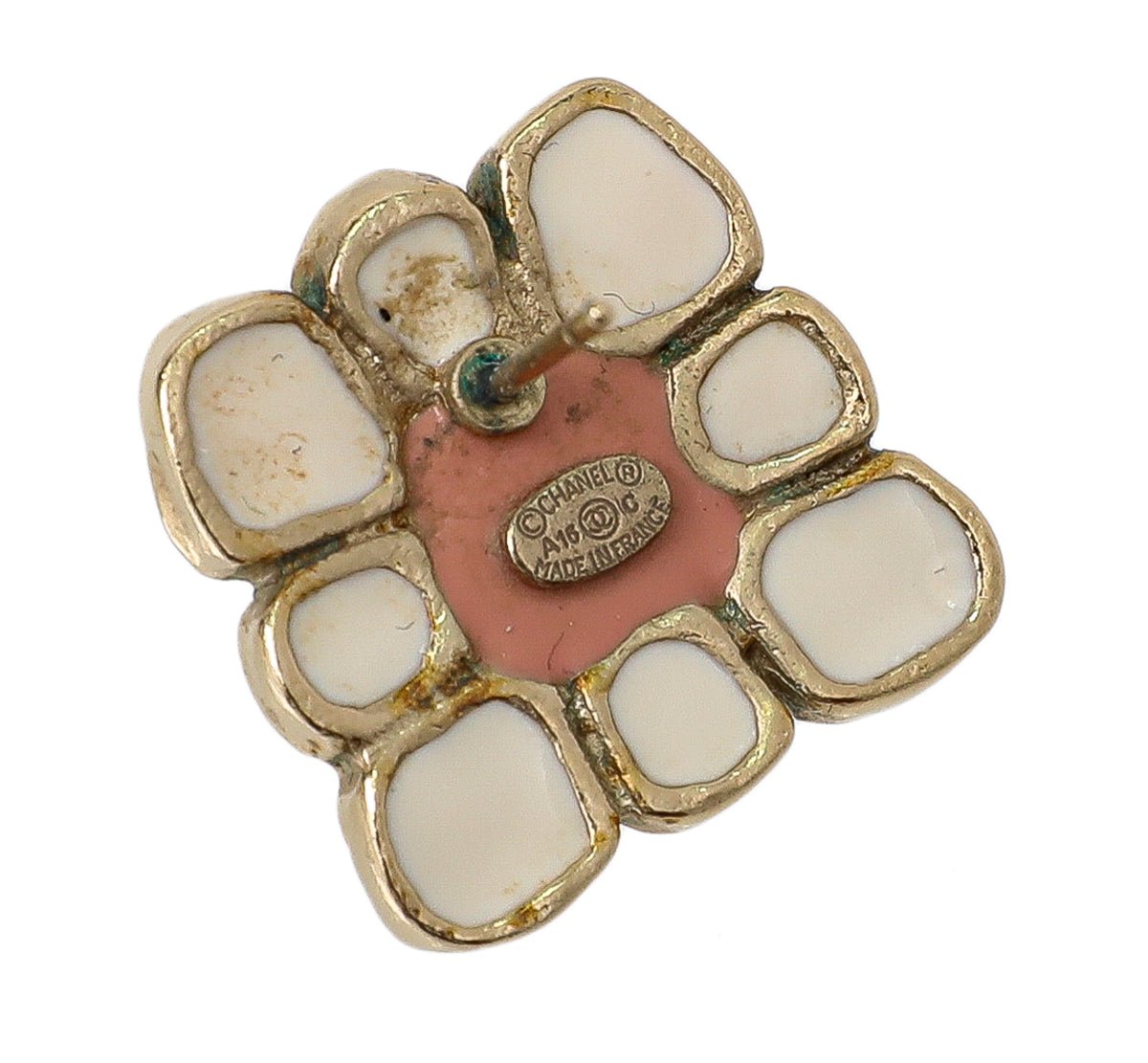 Chanel Bicolor CC Metal and Resin Stud Earrings-Chanel-THE CLOSET