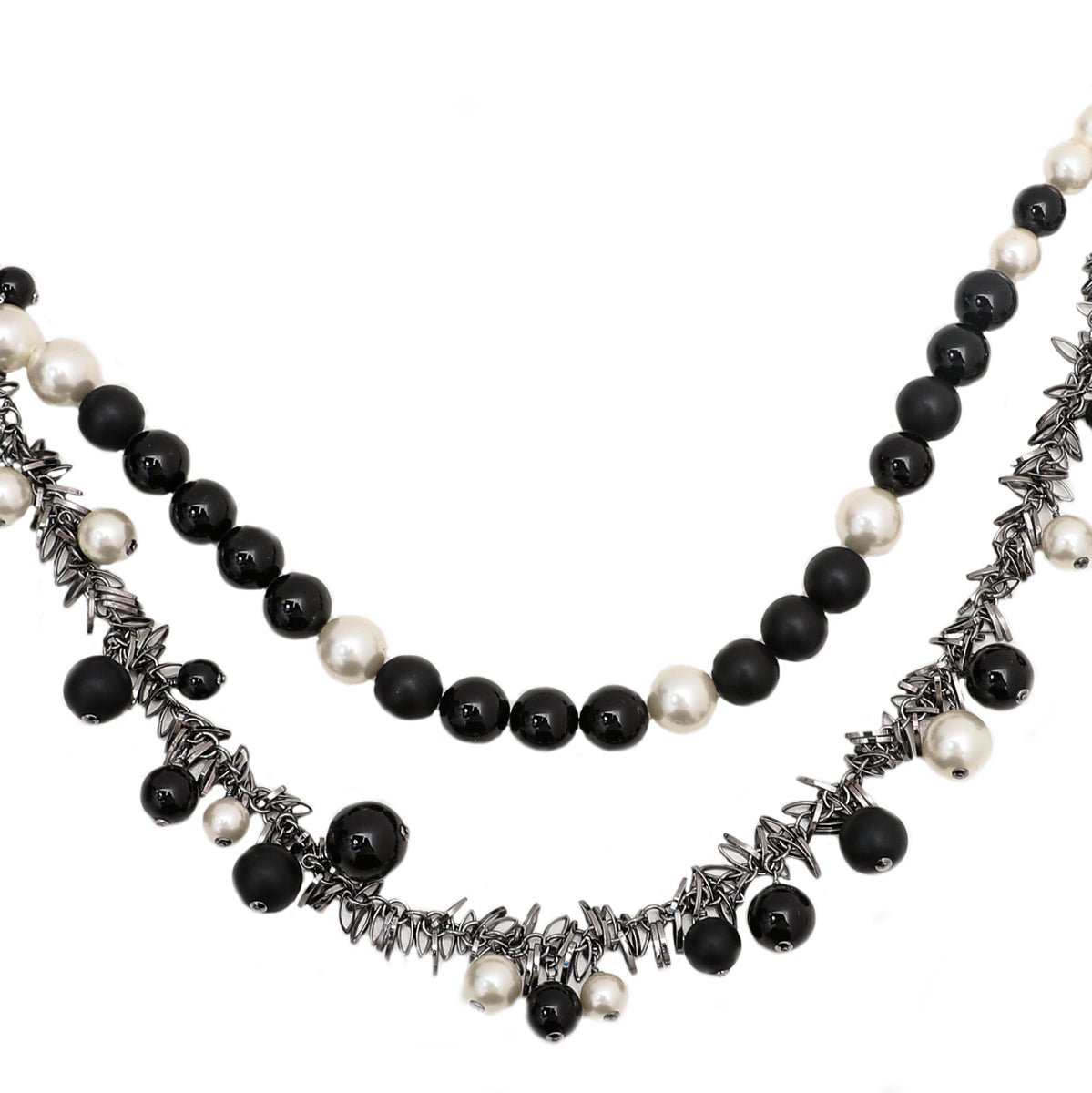 Chanel Bicolor CC Multi Layer Faux Pearl Lariat Necklace-Chanel-THE CLOSET