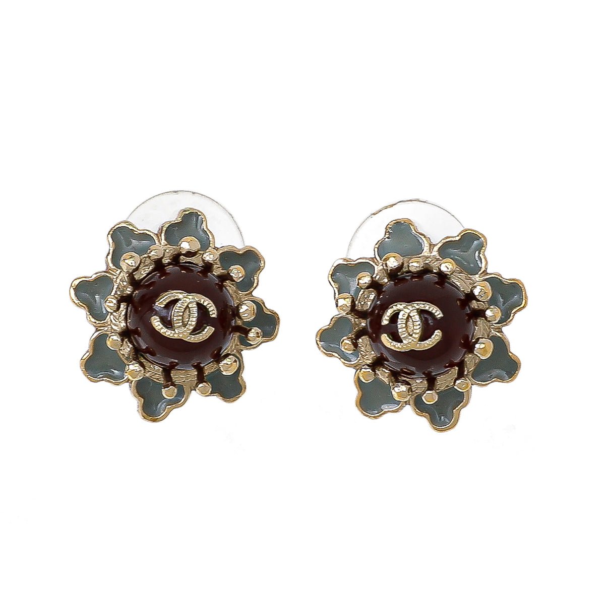 Chanel Bicolor CC Pearl Crown Earrings-Chanel-THE CLOSET