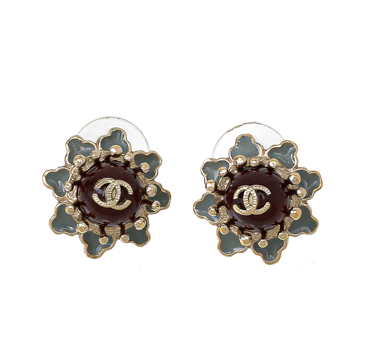 The Closet - Chanel Bicolor CC Pearl Crown Earrings | The Closet