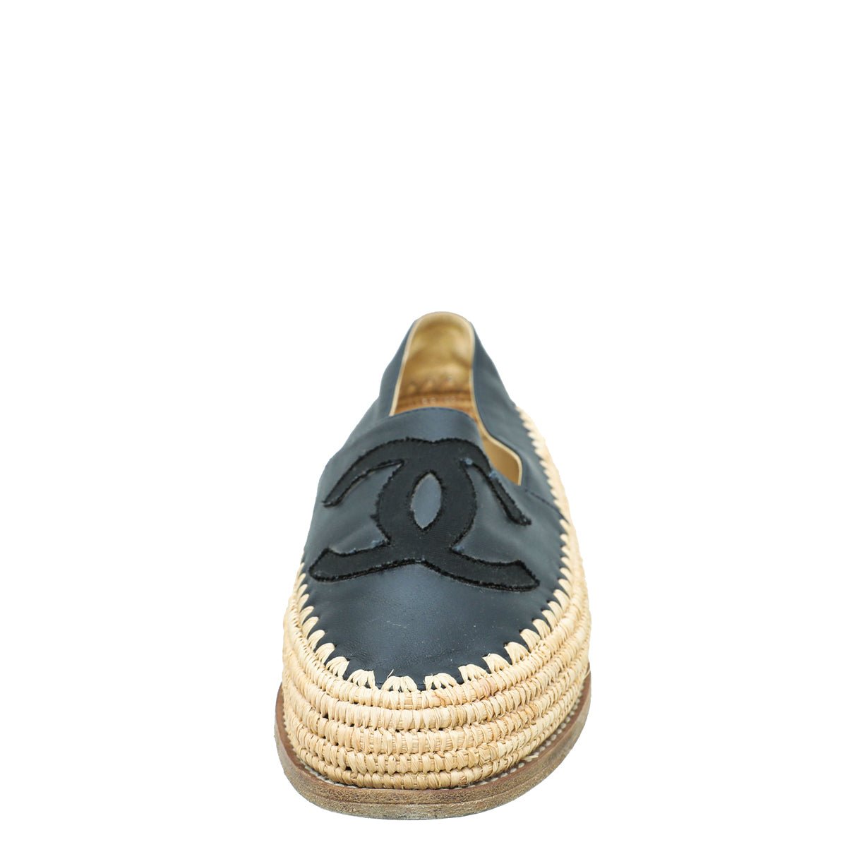 Chanel Bicolor CC Raffia Calf Espadrille 38-Chanel-THE CLOSET