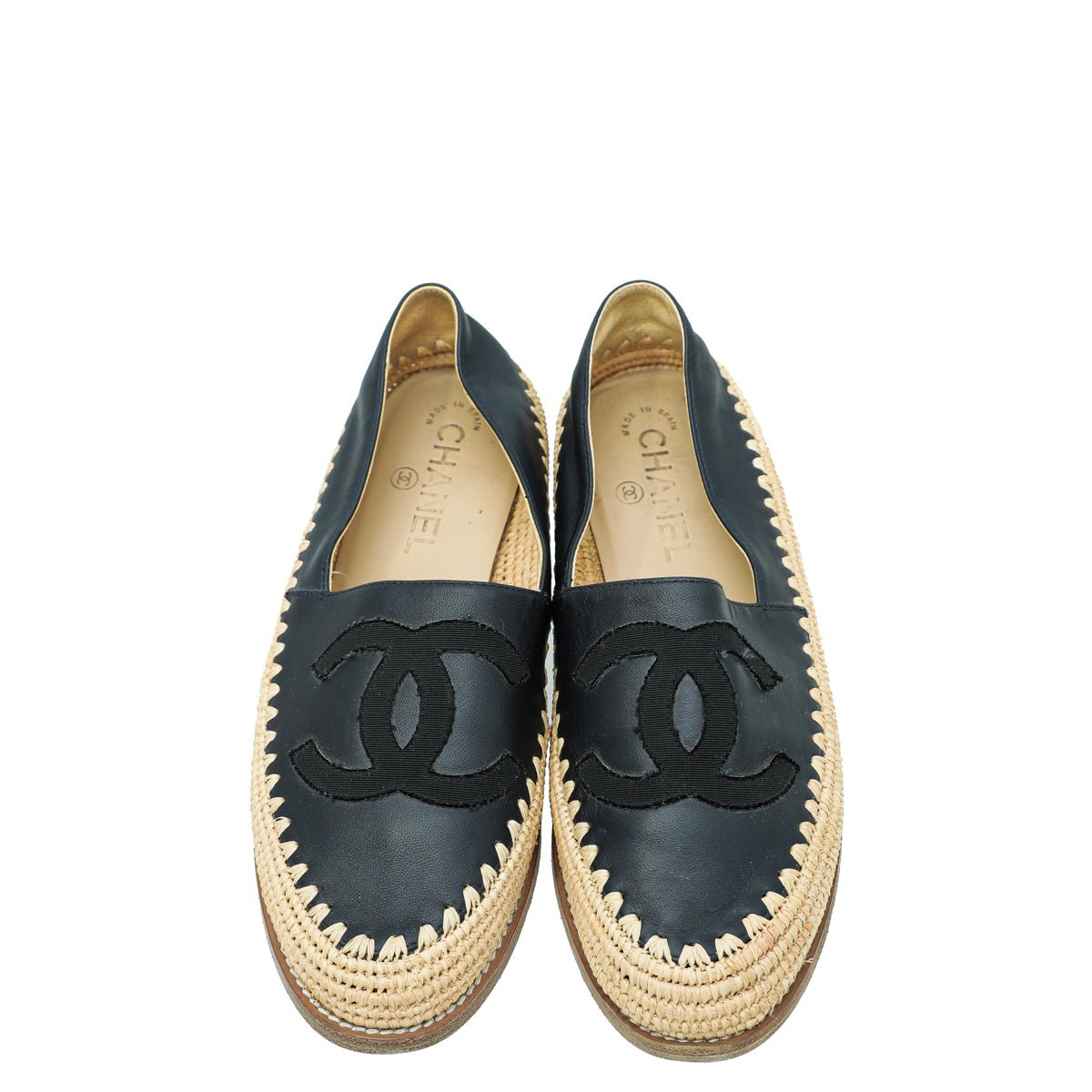 Chanel Bicolor CC Raffia Calf Espadrille 38 – The Closet