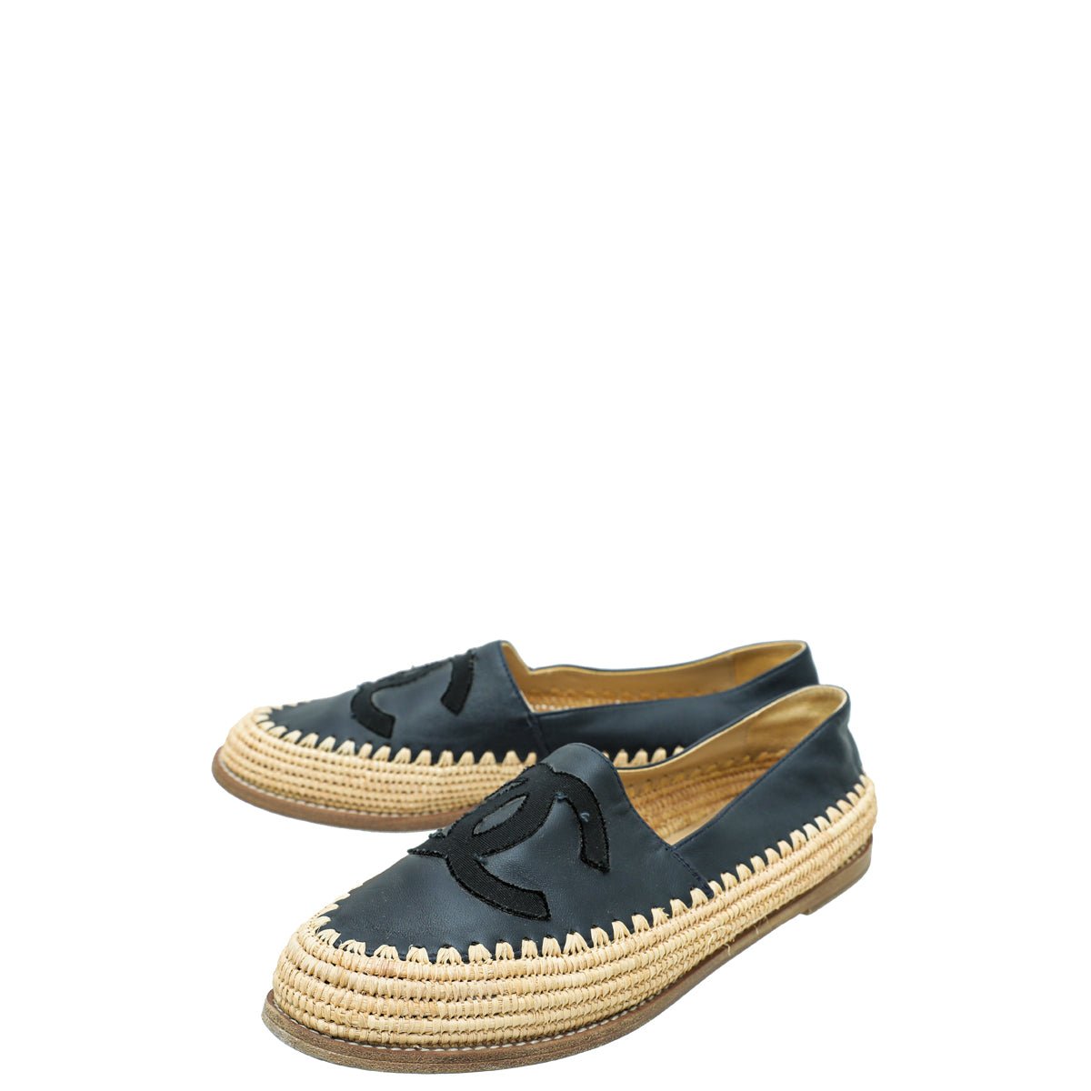 Chanel Bicolor CC Raffia Calf Espadrille 38-Chanel-THE CLOSET