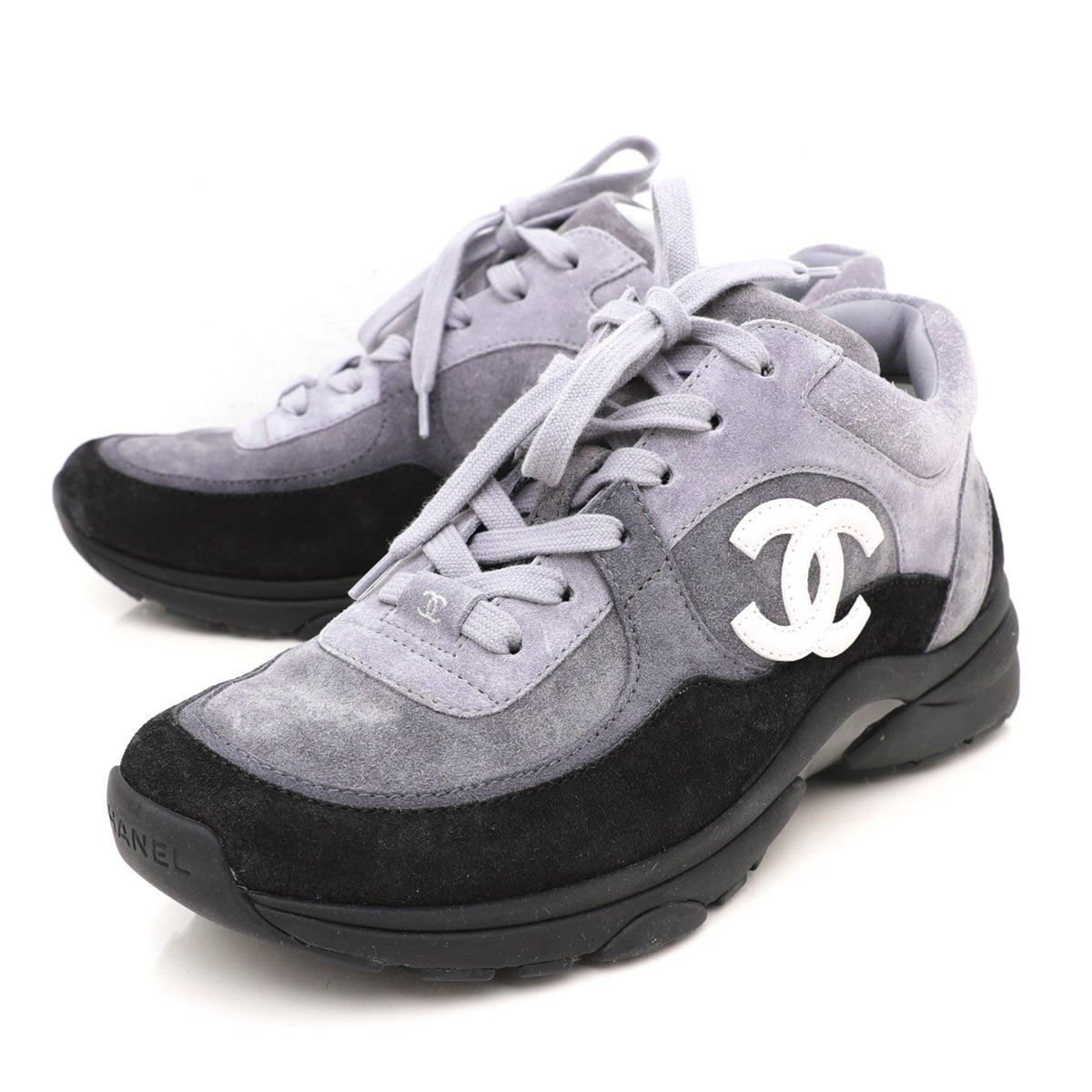 Chanel Bicolor CC Suede Low Top Trainer Sneakers 39-Chanel-THE CLOSET