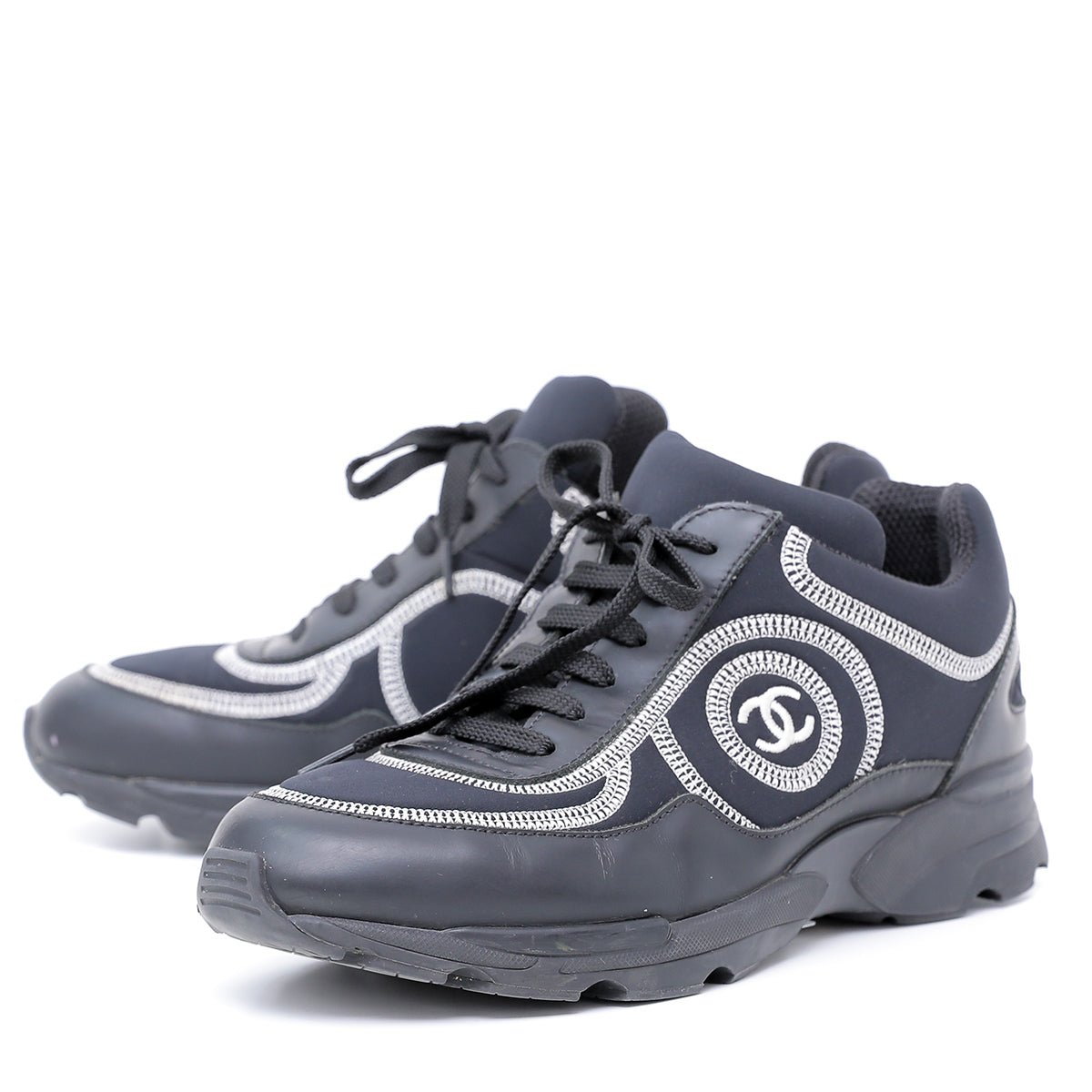 Chanel Bicolor CC Trainers Sneakers 37.5-Chanel-THE CLOSET