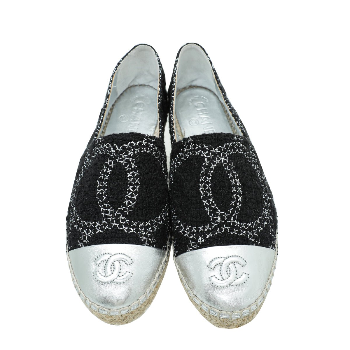 Chanel Bicolor CC Tweed Cap Toe Espadrille 37-Chanel-THE CLOSET