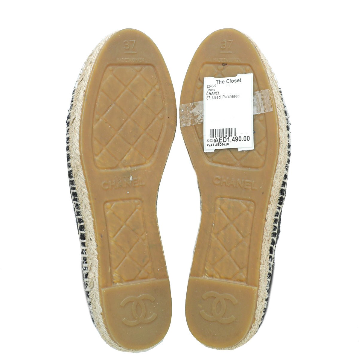 Chanel Bicolor CC Tweed Cap Toe Espadrille 37-Chanel-THE CLOSET