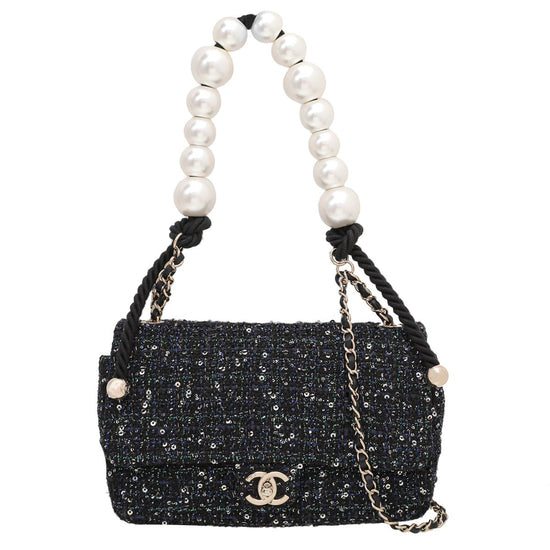 The Closet - Chanel Bicolor CC Tweed Pearl Flap Medium Bag | The Closet