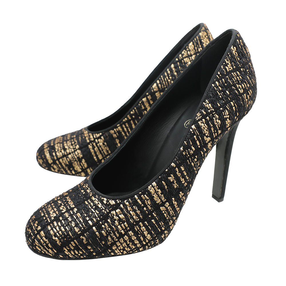 Chanel Bicolor CC Tweed Round Tote Pump 38.5-Chanel-THE CLOSET