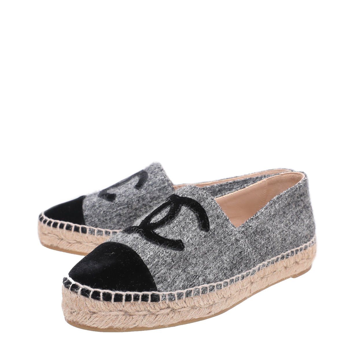 Chanel Bicolor CC Velvet Wool Tweed Espadrille 36-Chanel-THE CLOSET