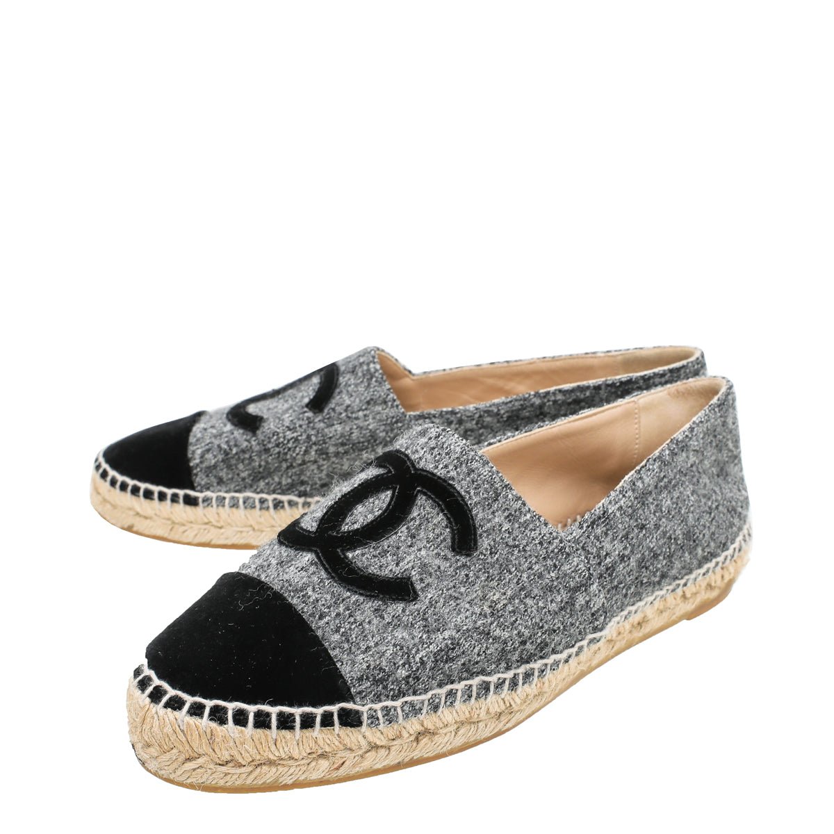 Chanel Bicolor CC Velvet Wool Tweed Espadrille 40-Chanel-THE CLOSET