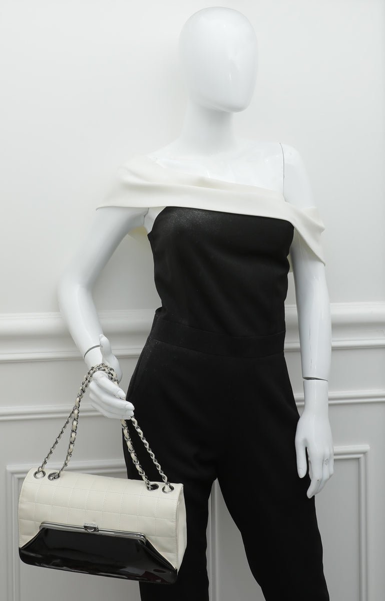 Chanel Bicolor Chocolate Bar Kiss Lock Flap Medium Bag-Chanel-THE CLOSET