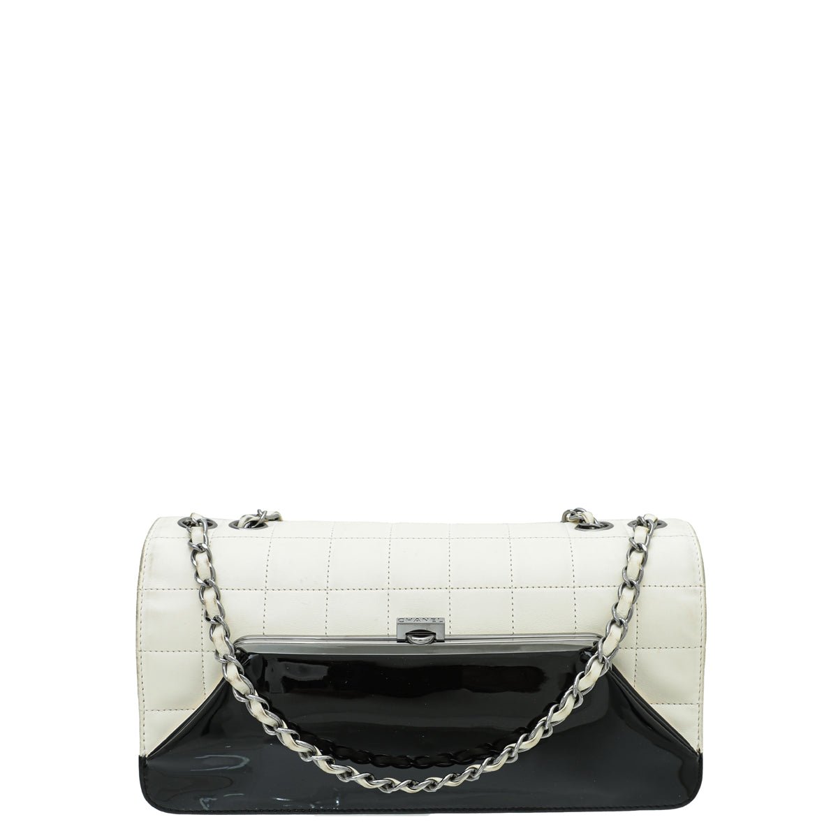 Chanel - Chanel Bicolor Chocolate Bar Kiss Lock Flap Medium Bag | The Closet