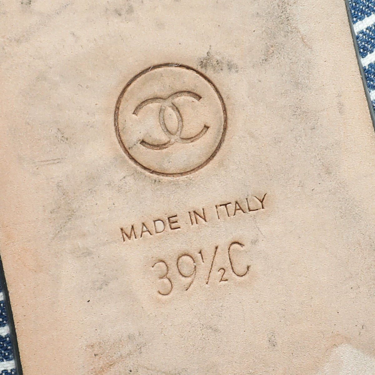 Chanel Bicolor Denim Stripe CC Chain Around Loafers 39.5-Chanel-THE CLOSET