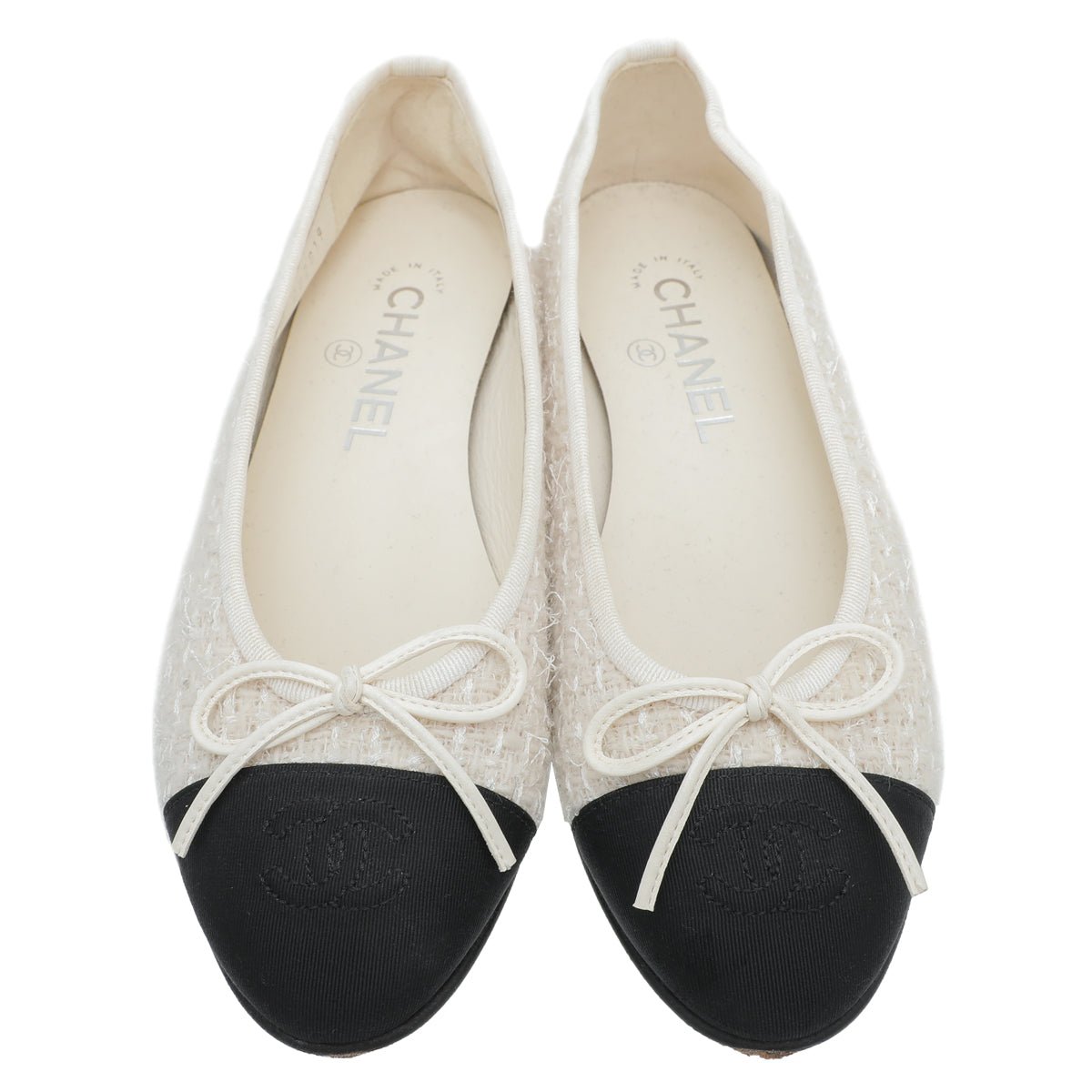 Chanel Bicolor Grosgrain Tweed Ballet Flats 36 – THE CLOSET