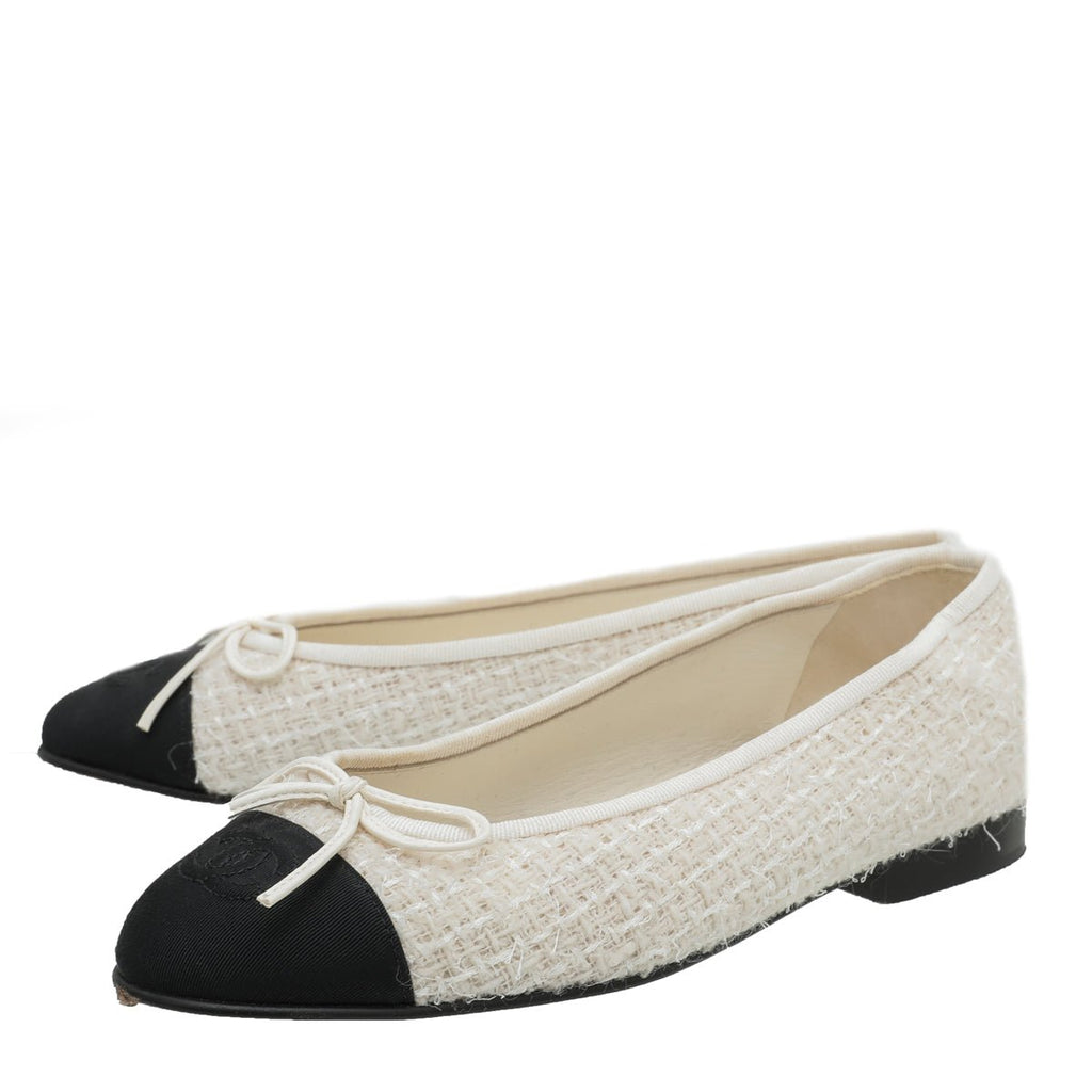 Chanel Bicolor Grosgrain Tweed Ballet Flats 36 THE CLOSET