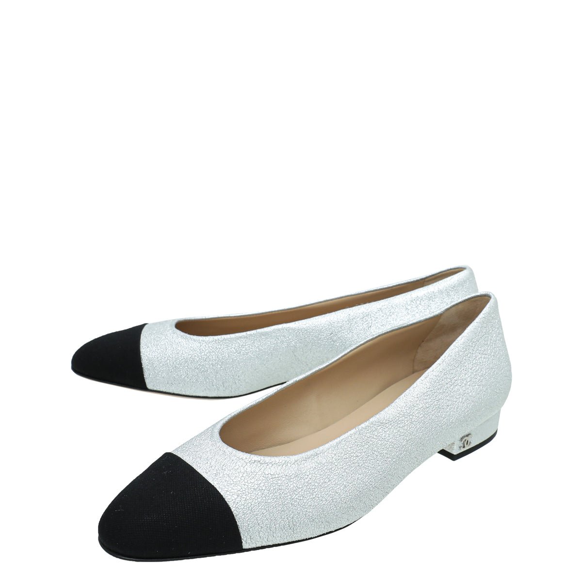 Chanel Bicolor Grossgrain Crackled Ballet Flats 38-Chanel-THE CLOSET