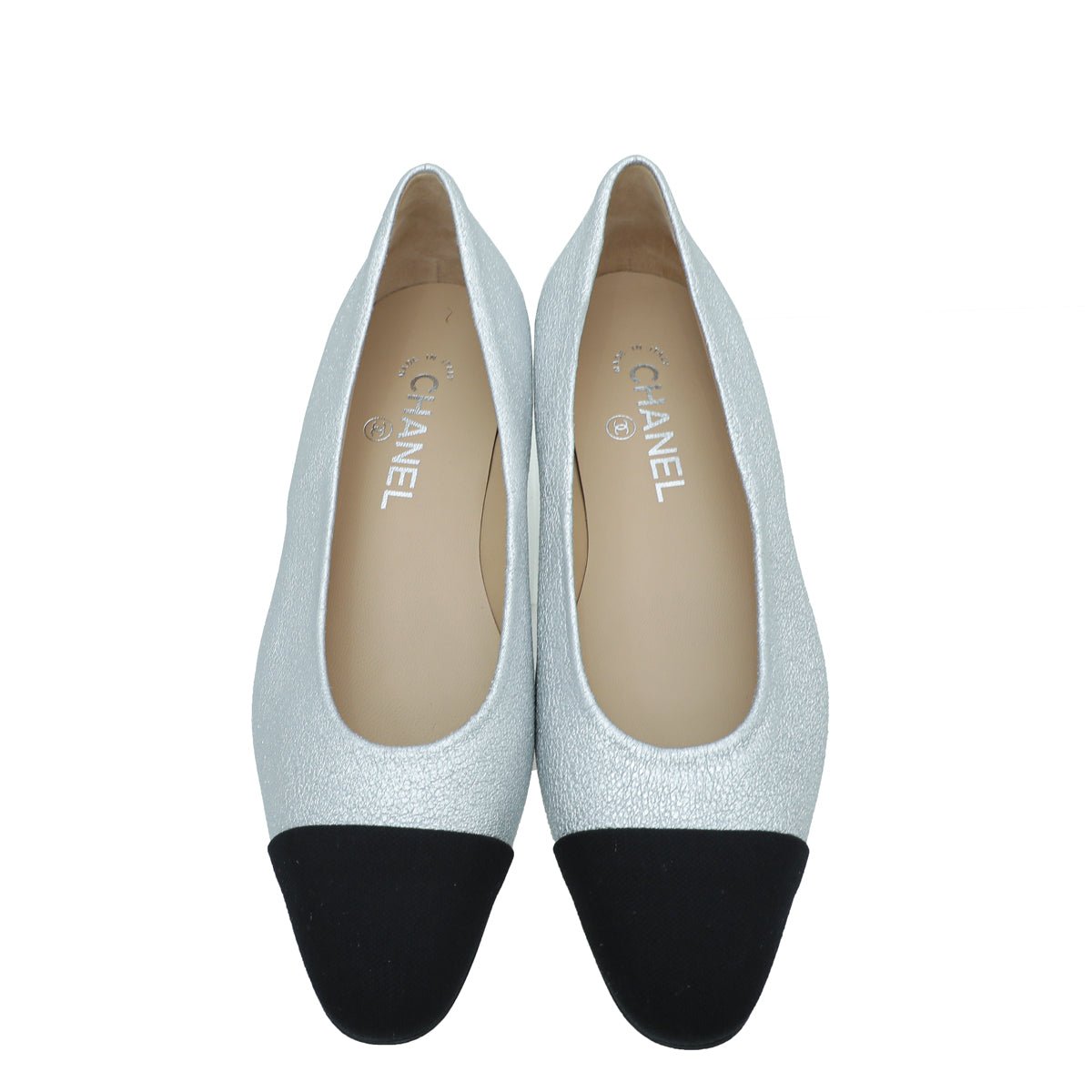 Chanel Bicolor Grossgrain Crackled Ballet Flats 38-Chanel-THE CLOSET