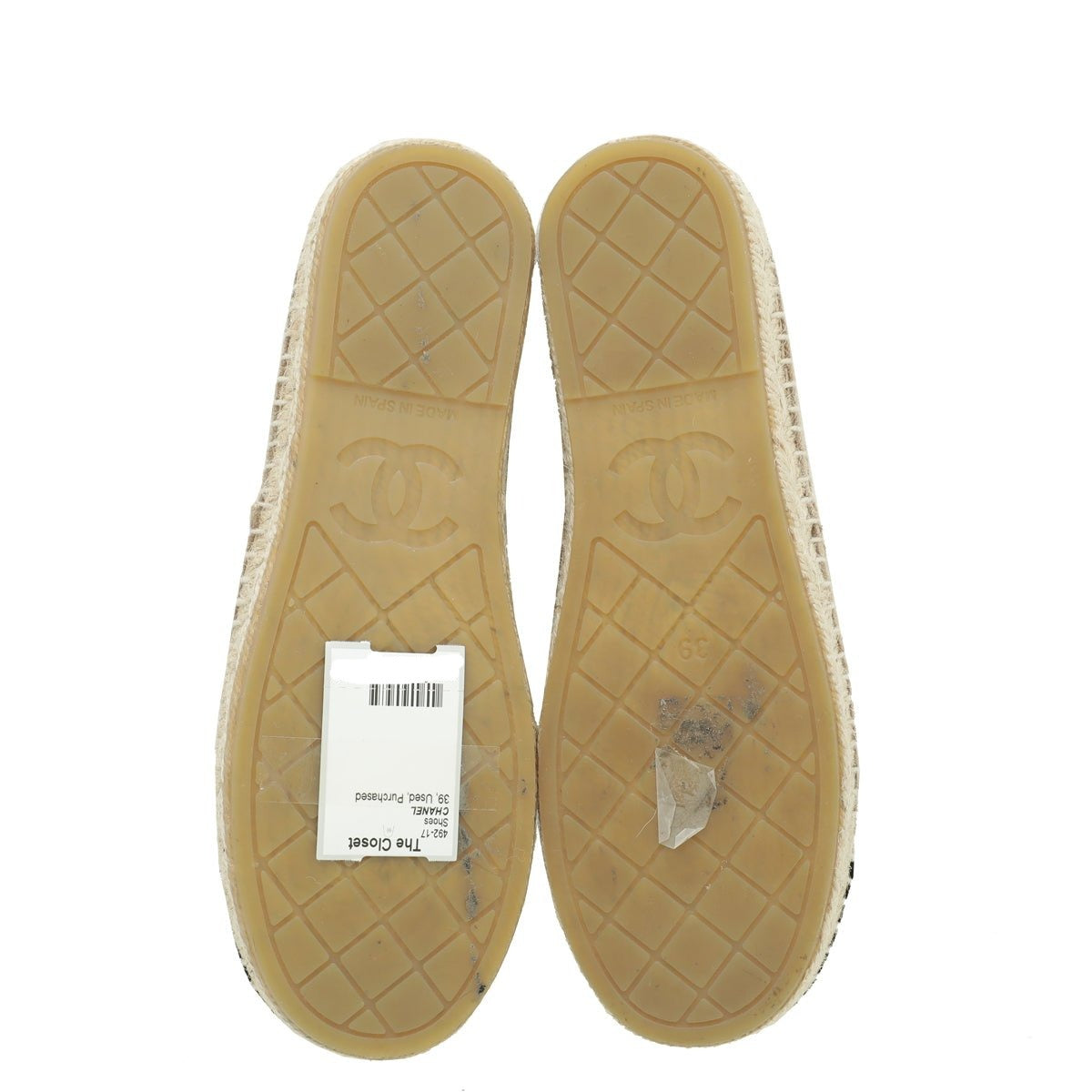 Chanel Bicolor Logo Velvet Espadrille 39-Chanel-THE CLOSET