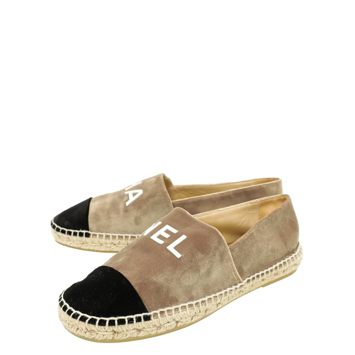 Chanel Bicolor Logo Velvet Espadrille 39-Chanel-THE CLOSET
